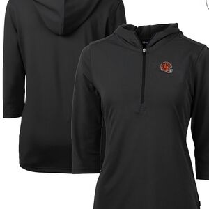 Women's Black Half-Zip Hooded Pullover with Team Logo